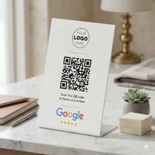 Google Review Simple Minimal QR Code Logo Pedestal Sign