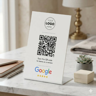 Google Review Simple Minimal QR Code Logo Pedestal Sign