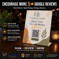 Google Review Table Sign QR Code Boho Botanical