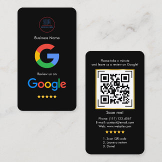 Google Review With QR Code Link Business Card