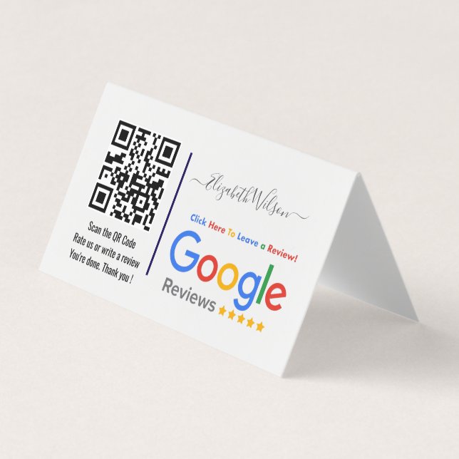 Google Review With QR Code Link  Business Card (Front)