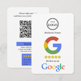 Google Review With QR Code Link Business Card