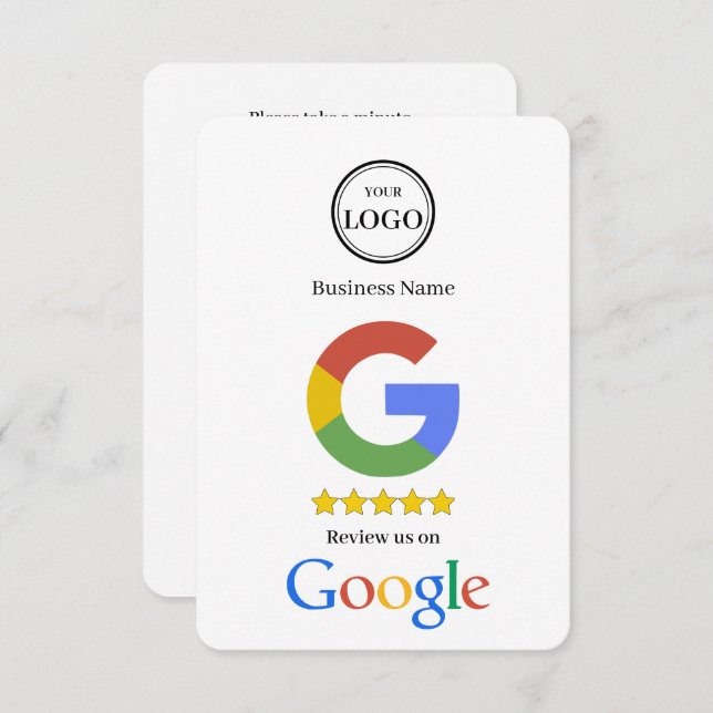 Google Review With QR Code Link Business Card (Front/Back)