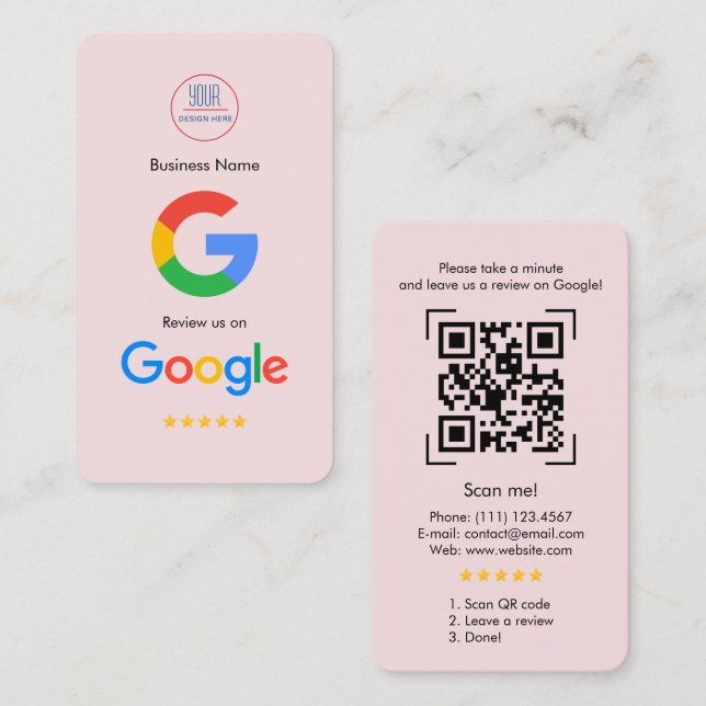 Google Review With QR Code Link Business Card (Front/Back)