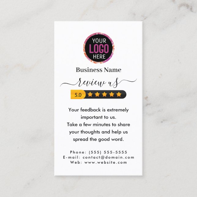 Google Review With QR Code Link Business Card (Front)
