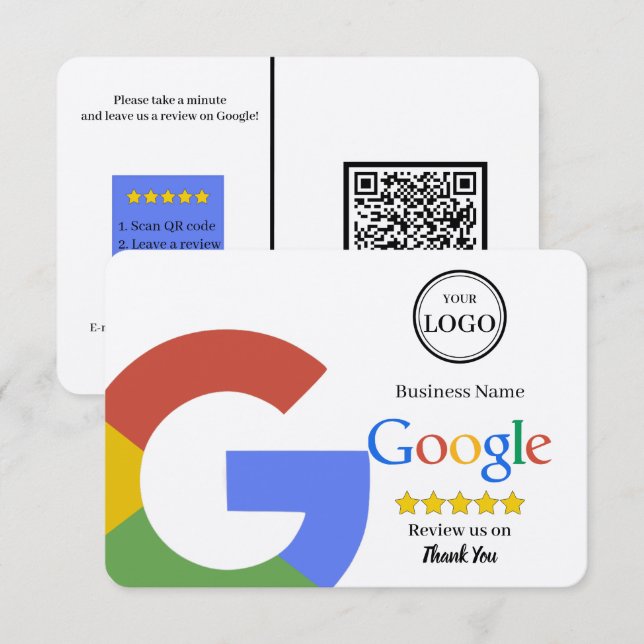 Google Review With QR Code Link Business Card (Front/Back)