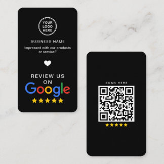Google Review With QR Code Sleek Black Business Card