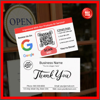 Google Review With Qr Link Minimalist White Business Card
