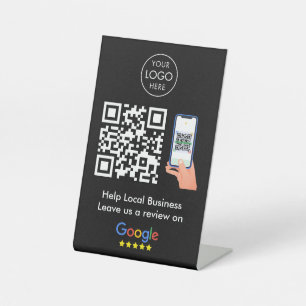 Google Reviews   Business Feedback Black QR Code Pedestal Sign