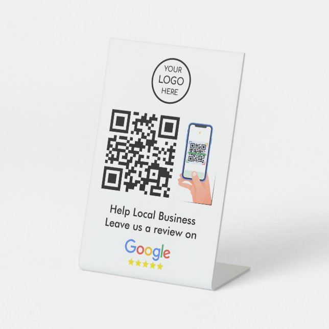 Google Reviews | Business Feedback QR Code Pedestal Sign (Front)