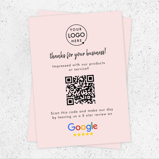Google Reviews | Business Rating Request Pink QR Enclosure Card (Creator Uploaded)