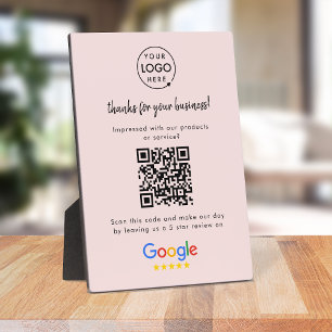 Google Reviews   Business Rating Request Pink QR Plaque