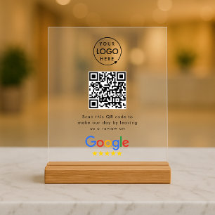Google Reviews   Business Review Link QR Code Acrylic Sign