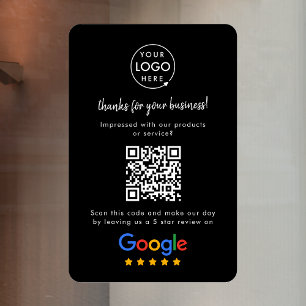 Google Reviews Business Review Link QR Code Black  Window Cling