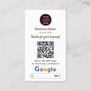 Google Reviews Business Review Link QR Code Business Card