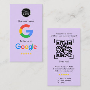Google Reviews Business Review Link QR Code Card
