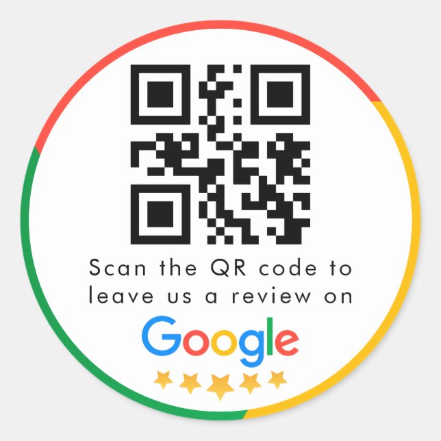 Google Reviews | Business Review Link QR Code Classic Round Sticker (Front)