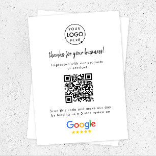 Google Reviews Business Review Link QR Code Enclosure Card