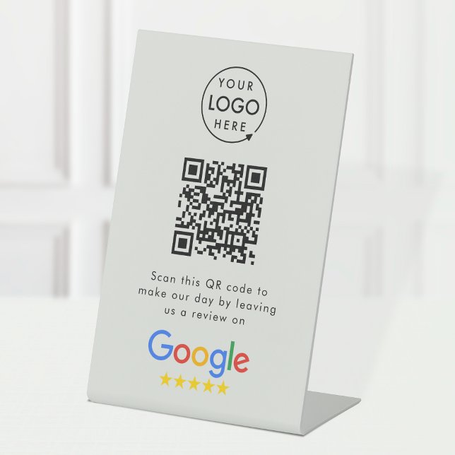 Google Reviews | Business Review Link QR Code Grey Pedestal Sign (Creator Uploaded)
