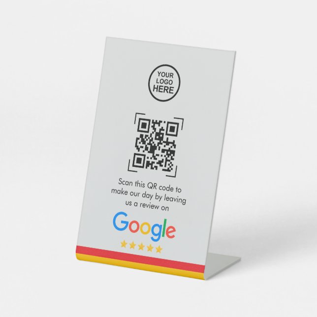 Google Reviews | Business Review Link QR Code Pedestal Sign (Front)