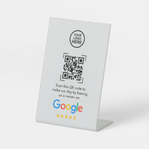 Google Reviews   Business Review Link QR Code Pedestal Sign