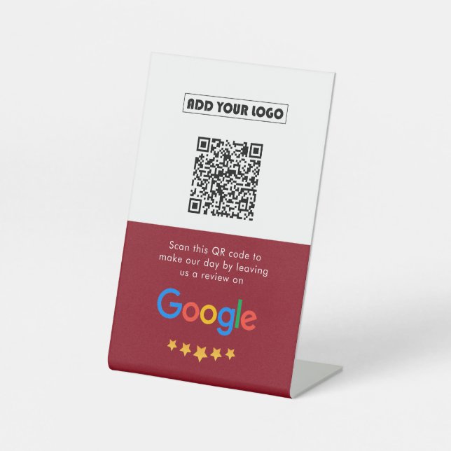 Google Reviews | Business Review Link QR Code Pedestal Sign (Front)