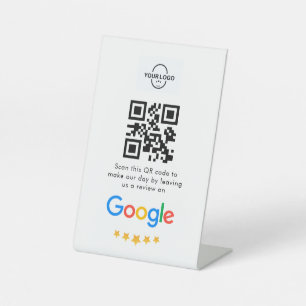 Google Reviews   Business Review Link QR Code Pedestal Sign