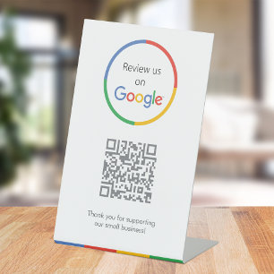 Google Reviews   Business Review Link QR Code Pedestal Sign