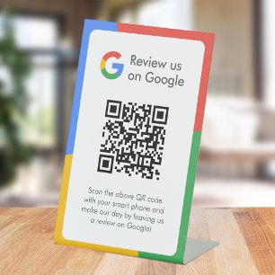 Google Reviews   Business Review Link QR Code Pedestal Sign