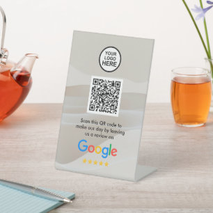Google Reviews   Business Review Link QR Code Pedestal Sign