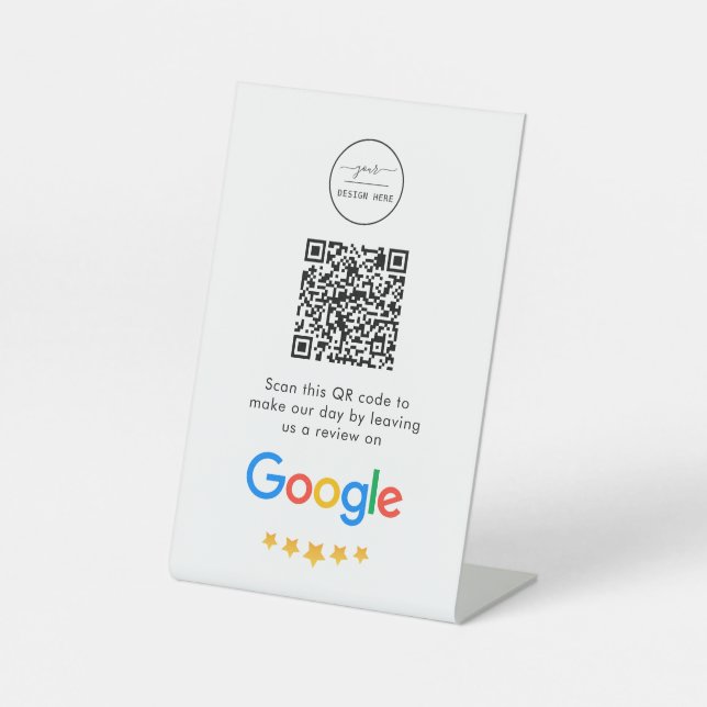 Google Reviews | Business Review Link QR Code Pedestal Sign (Front)