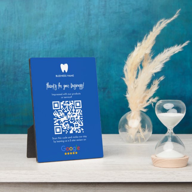 Google Reviews Business Review Link QR Code Plaque (Side)