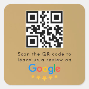 Google Reviews Business Review Link QR Code Square Sticker