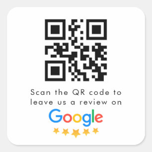 Google Reviews   Business Review Link QR Code Square Sticker