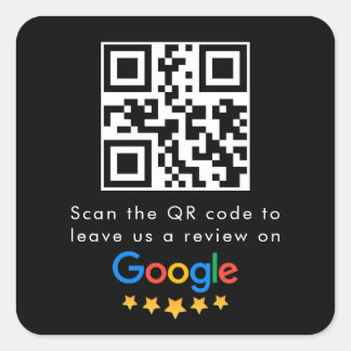 Google Reviews | Business Review Link QR Code Square Sticker