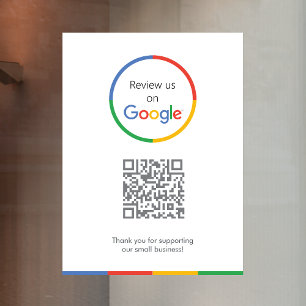 Google Reviews   Business Review Link QR Code Window Cling