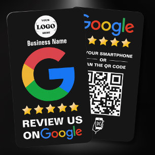 Google Reviews Business Review Us Black QR Code Business Card