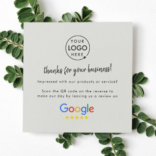 Google Reviews Business Review Us Gray QR Code Square Business Card