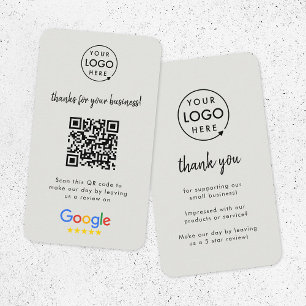 Google Reviews   Business Review Us Grey QR Code Business Card