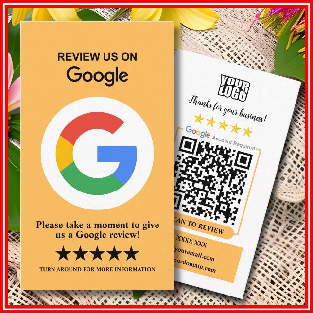 Google Reviews | Business Review Us Peach QR Code Card (Creator Uploaded)