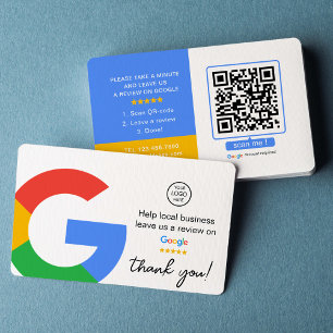 Google Reviews Business Review Us QR Code Card