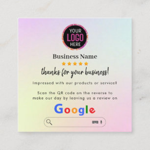 Google Reviews Business Review Us QR Square Business Card