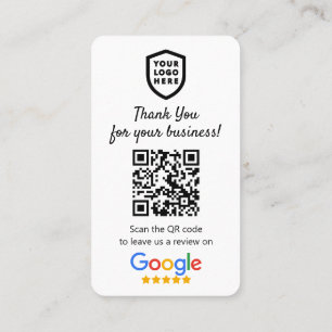 Google Reviews Business Review Us White QR Code Business Card