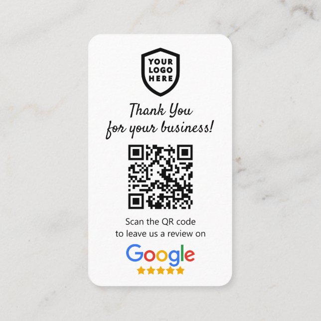 Google Reviews | Business Review Us White QR Code  Business Card (Back)