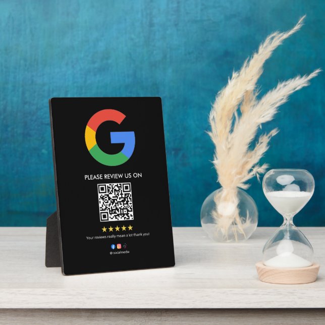 Google Reviews Easel Sign | QR Code Display Plaque (Side)
