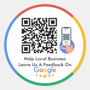 Google Reviews   Help Local Business QR Code Class Classic Round Sticker