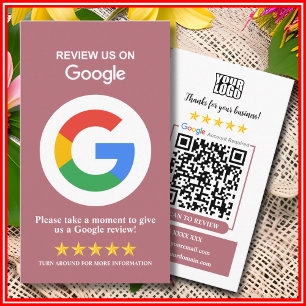Google Reviews   Leave a Review Rose Gold QR Code Business Card