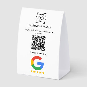 Google Reviews QR Code Business Logo Tabletop Sign