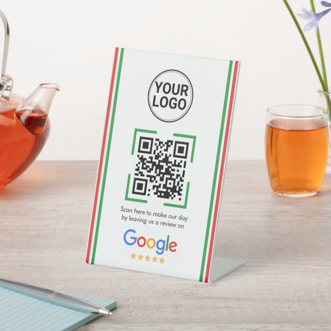 Google Reviews QR Code Custom Logo Pedestal Sign (In SItu)