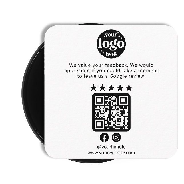 Google Reviews QR Code Modern Company Logo  Square Business Card (Creator Uploaded)